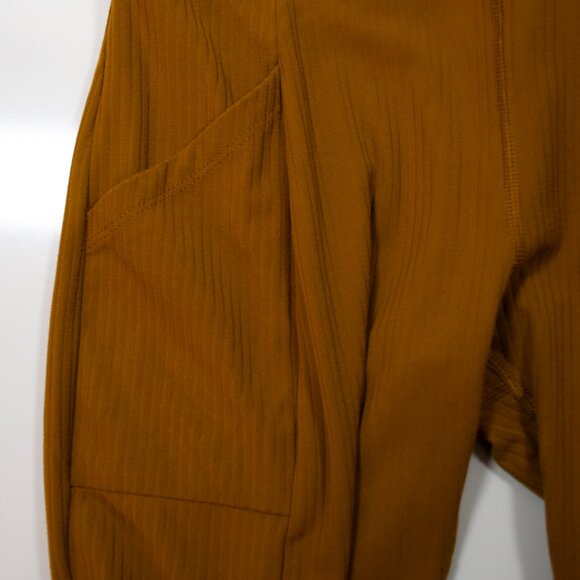 REI Co-op Active Pursuit Ribbed Leggings Womens Small S Olive Yellow Crop I10X - Picture 5 of 6